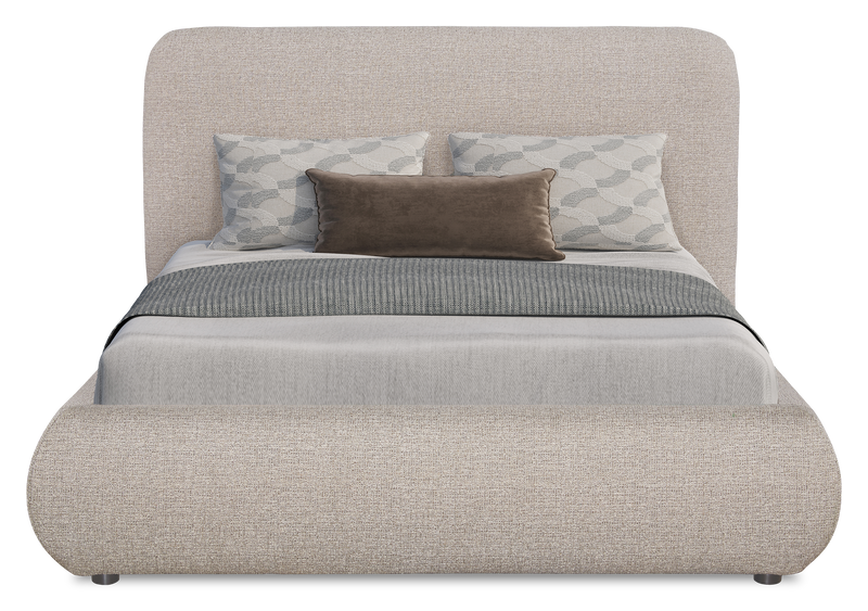 Luka Upholstered Platform Bed in Grey Polyester Fabric, Modern - Full Size