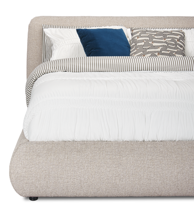 Luka Upholstered Platform Bed in Grey Polyester Fabric, Modern - Queen Size