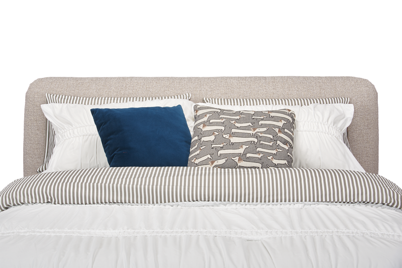 Luka Upholstered Platform Bed in Grey Polyester Fabric, Modern - Queen Size