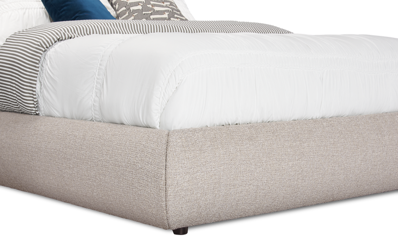 Luka Upholstered Platform Bed in Grey Polyester Fabric, Modern - Queen Size