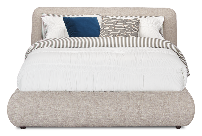 Luka Upholstered Platform Bed in Grey Polyester Fabric, Modern - Queen Size