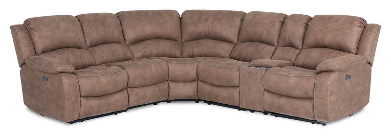  Marcel 6-Piece Fabric Power Reclining Sectional with Storage Console and USB Port - Warm Brown
