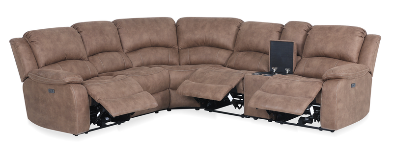  Marcel 6-Piece Fabric Power Reclining Sectional with Storage Console and USB Port - Warm Brown