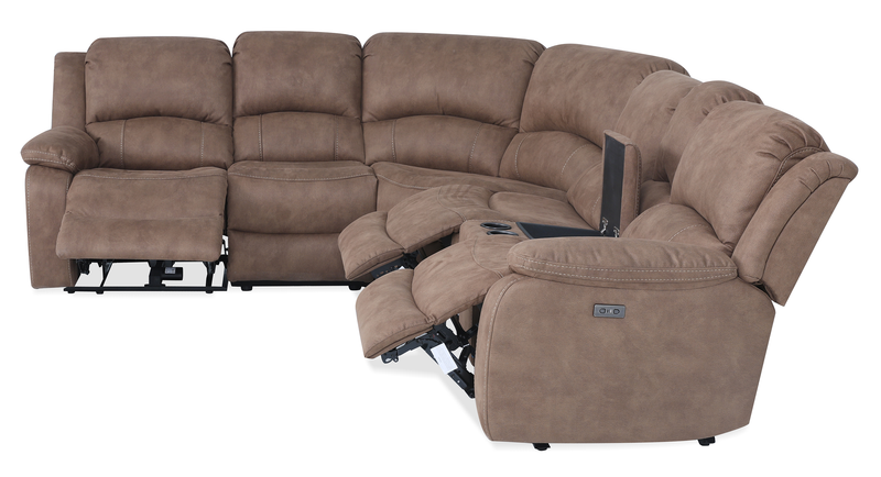  Marcel 6-Piece Fabric Power Reclining Sectional with Storage Console and USB Port - Warm Brown