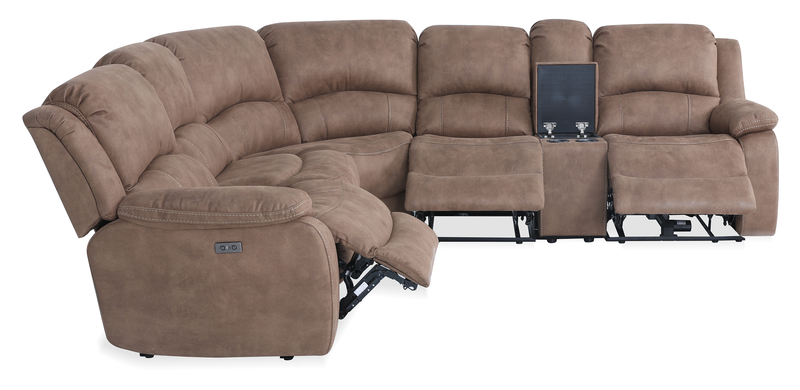  Marcel 6-Piece Fabric Power Reclining Sectional with Storage Console and USB Port - Warm Brown