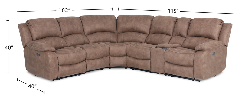  Marcel 6-Piece Fabric Power Reclining Sectional with Storage Console and USB Port - Warm Brown