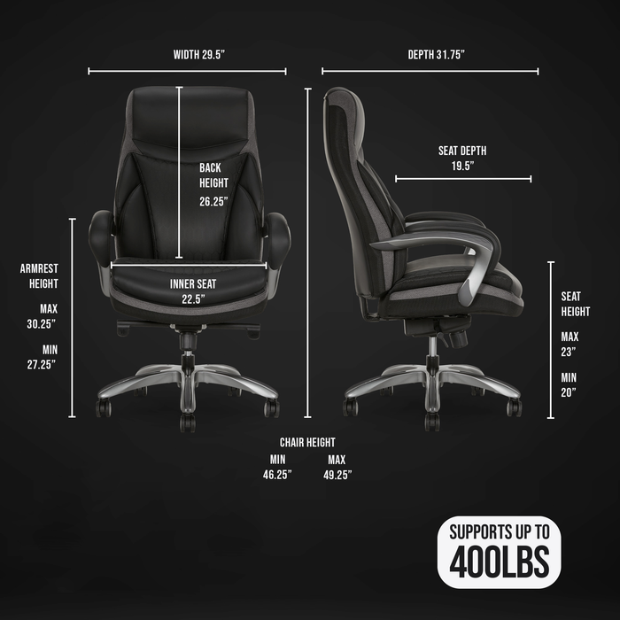 Shaquille O’Neal Home Maximos 29.5” High Back Executive Office Chair with Extended Headrest – Black