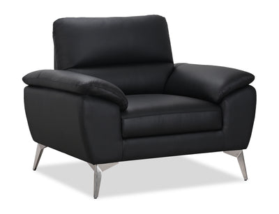 Mystic 41.7” Contemporary Genuine Leather Chair - Black | Fauteuil contemporain Mystic de 41,7 po en cuir véritable - noir
