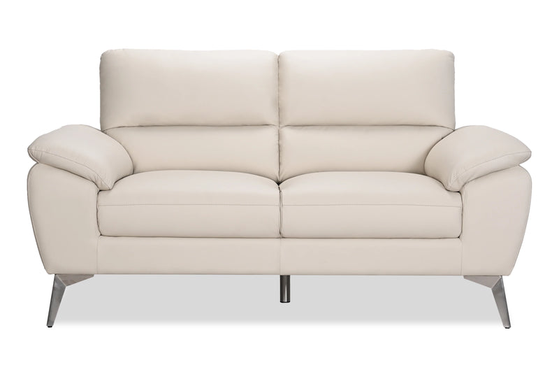 Mystic 65.7” Contemporary Genuine Leather Loveseat - Frost