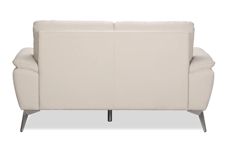 Mystic 65.7” Contemporary Genuine Leather Loveseat - Frost