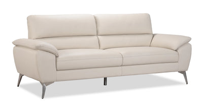 Mystic 85.4” Contemporary Genuine Leather Sofa - Frost | Sofa contemporain Mystic de 85,4 po en cuir véritable - givre