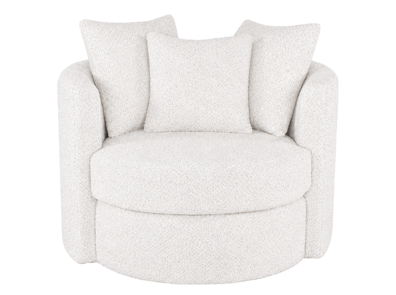 Made in Canada Sofa Lab Customizable Nest 42\" Fabric Swivel Accent Chair – Teddy Snow