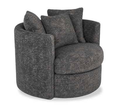 Made in Canada Sofa Lab Customizable Nest 42" Fabric Swivel Accent Chair – Plush Charcoal | Fauteuil d’appoint pivotant personnalisable Nest de Sofa Lab de 42 po fabriqué au Canada en tissu - Plush Charcoal