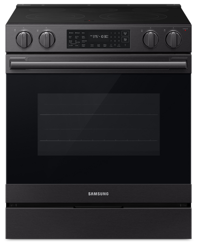 Samsung 6.3 Cu. Ft. Electric Slide In Range with Air Fry Max -  Matte Black Stainless Steel - NSE80H63SEAC | Cuisinière électrique encastrée Samsung de 6,3 pi3 avec friture à air Air Fry Max - acier inoxydable noir mat - NSE80H63SEAC