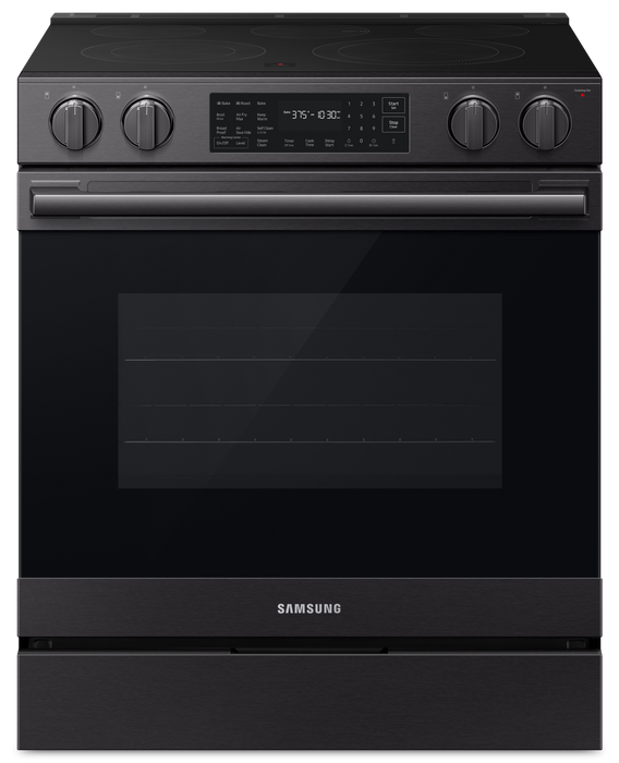 Samsung 6.3 Cu. Ft. Electric Slide In Range with Air Fry Max -  Matte Black Stainless Steel - NSE80H63SEAC