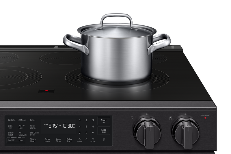Samsung 6.3 Cu. Ft. Electric Slide In Range with Air Fry Max -  Matte Black Stainless Steel - NSE80H63SEAC