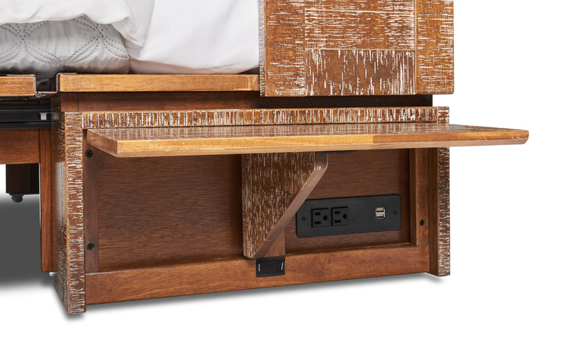 Parker Cabinet Bed with Pocket Coil Memory Foam Mattress, Weathered Brown - Queen Size