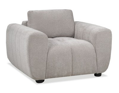 Made in Canada Pebble 45" Fabric Chair with Matching Accent Pillows - Grey | Fauteuil Pebble de 45 po fabriqué au Canada en tissu avec coussins décoratifs assortis - gris