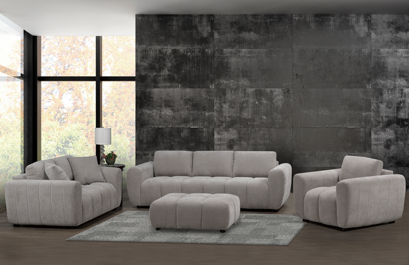 Made in Canada Pebble 42\" Fabric Ottoman - Grey