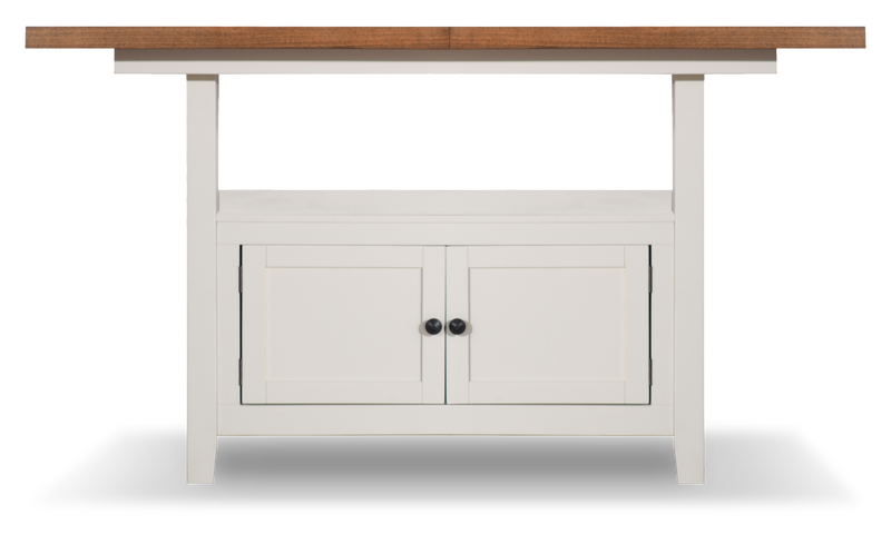 Piper Counter-Height Dining Table with 60-72\"W Extension & Built-in Storage - Two-Tone White & Brown