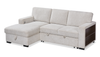 Pocket 2-piece Left-facing Linen-Look Fabric Sleeper Sectional with Storage - Beige