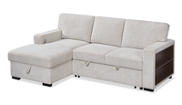 Pocket 2-piece Left-facing Linen-Look Fabric Sleeper Sectional with Storage - Beige 