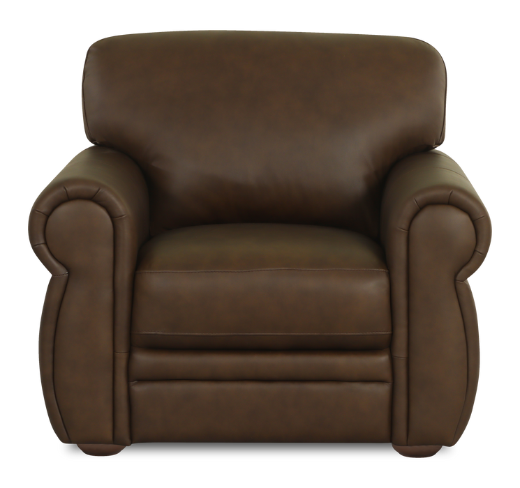 Chateau d’Ax Porto 45\" Traditional Genuine Leather Accent Chair - Chocolate 