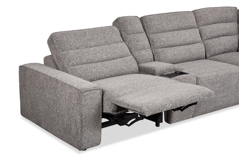 Shaquille O’Neal Home Prestige 6-Piece Sectional with Power Reclining and Power Sliding– Grey 
