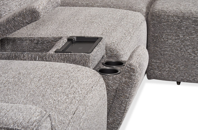 Shaquille O’Neal Home Prestige 6-Piece Sectional with Power Reclining and Power Sliding– Grey 
