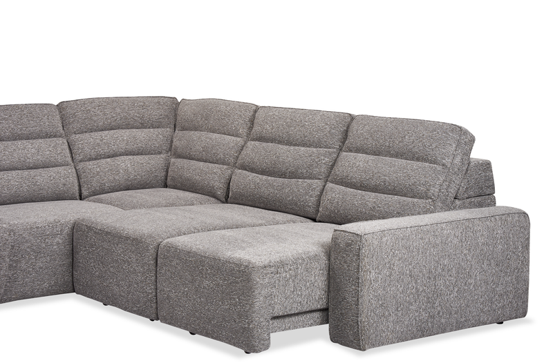 Shaquille O’Neal Home Prestige 6-Piece Sectional with Power Reclining and Power Sliding– Grey 