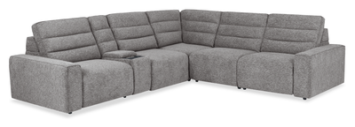 Shaquille O’Neal Home Prestige 6-Piece Sectional with Power Reclining – Grey | Sofa sectionnel Prestige de Shaquille O’Neal Home 6 pièces avec inclinaison électrique - gris