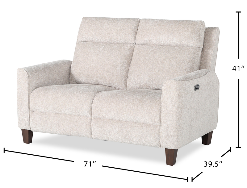 Primrose 71” Chenille Fabric Power Reclining Loveseat with Power Headrest – Linen