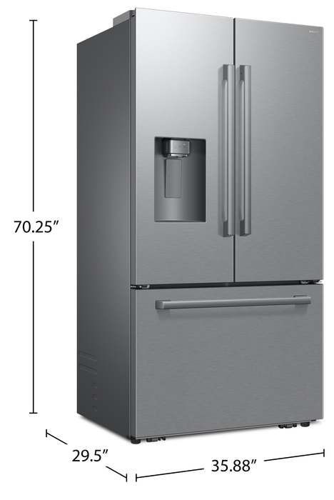 Samsung Bespoke 35.8” 24 Cu. Ft. Counter-Depth French Door Refrigerator – Stainless Steel - RF70H25HERAA