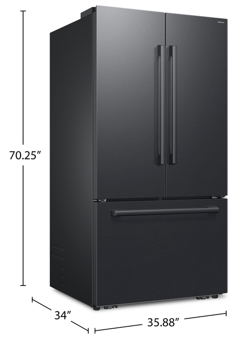 Samsung Bespoke AI 35.88” 29 Cu. Ft 3-Door French Door Refrigerator – Matte Black - RF70H30KEEAA