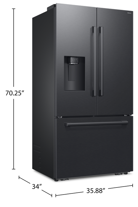 Samsung Bespoke AI 35.88” 29 Cu. Ft. 3-Door French Door Refrigerator – Black - RF70H30GEEAA