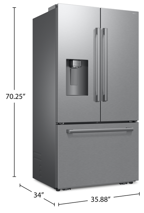 Samsung Bespoke AI 35.88” 29 Cu. Ft. 3-Door French Door Refrigerator – Silver - RF70H30HERAA