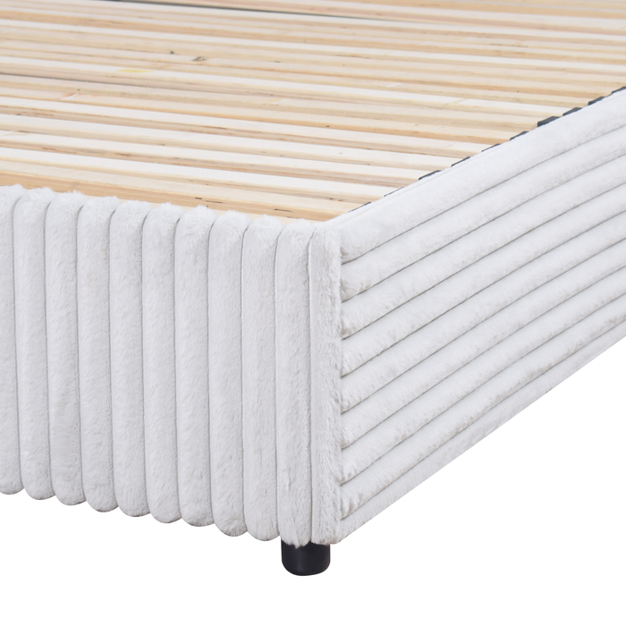 Ridge Upholstered Storage Platform Bed in Grey Fabric - King Size