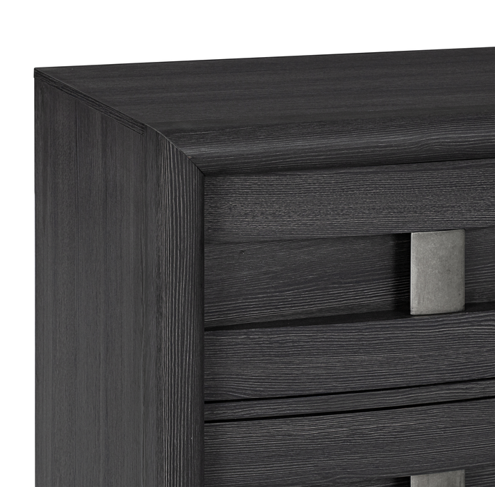 Rocco Bedside 2-Drawer Nightstand with Built-In Charging Port, 25\"W x 26\"H - Dark Grey
