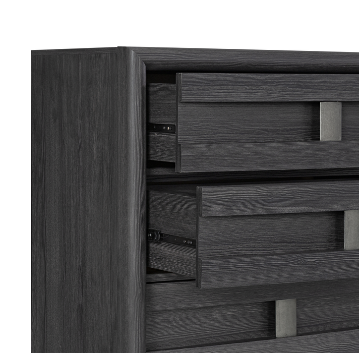 Rocco Bedside 2-Drawer Nightstand with Built-In Charging Port, 25\"W x 26\"H - Dark Grey