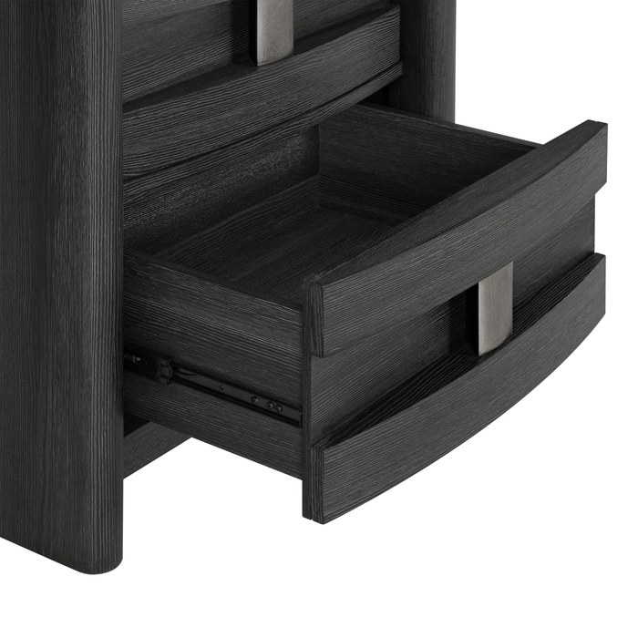 Rocco Bedside 2-Drawer Nightstand with Built-In Charging Port, 25\"W x 26\"H - Dark Grey
