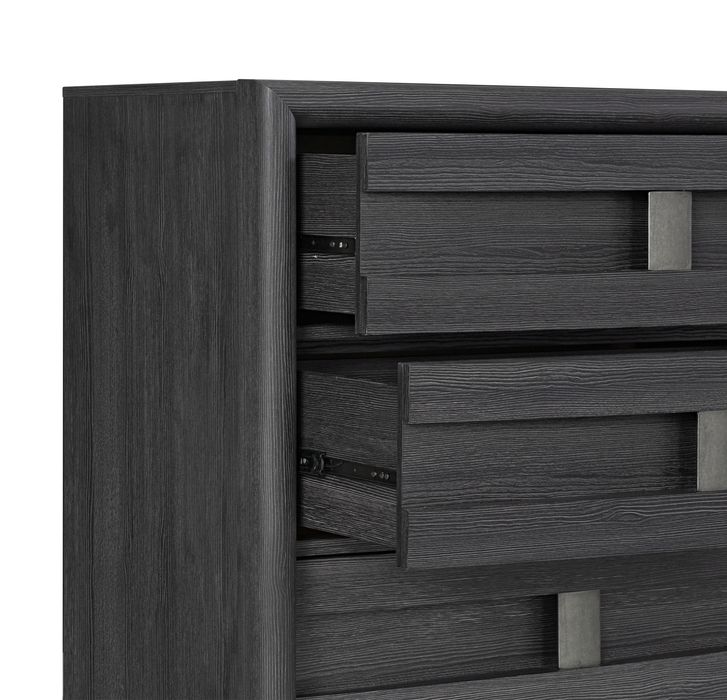 Rocco Bedroom Chest of Drawers, 5-Drawer, 36\"W x 52\"H - Dark Grey