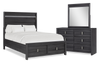 Rocco 5pc Bedroom Set with LED Lit Storage Bed, Dresser & Mirror, Dark Grey - Queen Size | Ensemble de chambre à coucher Rocco 5 pièces avec lit de rangement illuminé à DEL, commode et miroir, gris foncé - format grand lit