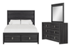 Rocco 5pc Bedroom Set with LED Lit Storage Bed, Dresser & Mirror, Dark Grey - Queen Size | Ensemble de chambre à coucher Rocco 5 pièces avec lit de rangement illuminé à DEL, commode et miroir, gris foncé - format grand lit