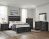 Rocco 5pc Bedroom Set with LED Lit Storage Bed, Dresser & Mirror, Dark Grey - Queen Size | Ensemble de chambre à coucher Rocco 5 pièces avec lit de rangement illuminé à DEL, commode et miroir, gris foncé - format grand lit