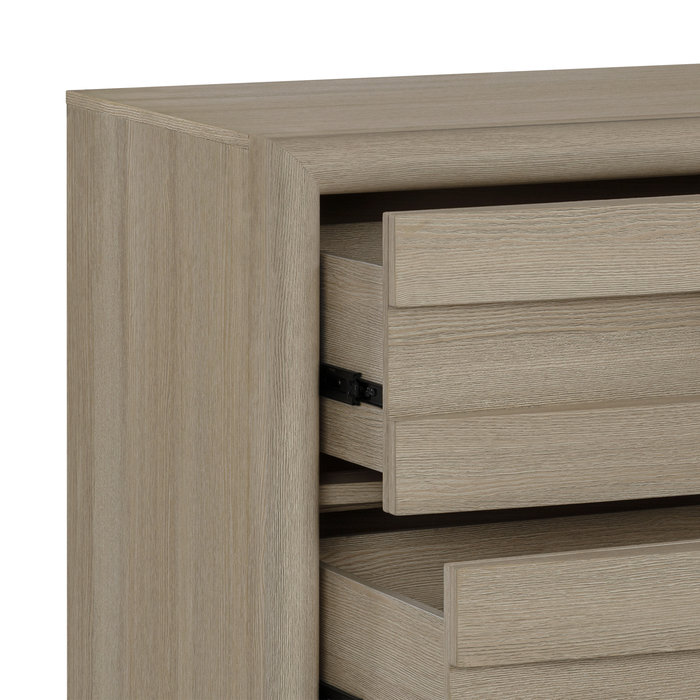 Rocco Bedside 2-Drawer Nightstand with Built-In Charging Port, 25\"W x 26\"H - Light Brown