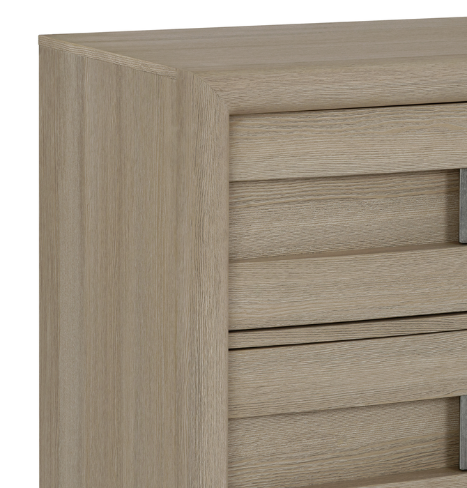 Rocco Bedside 2-Drawer Nightstand with Built-In Charging Port, 25\"W x 26\"H - Light Brown