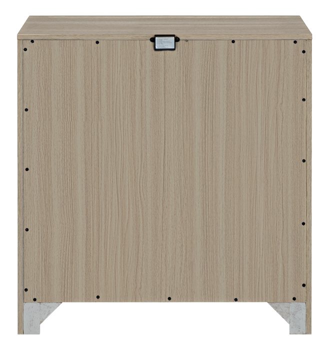Rocco Bedside 2-Drawer Nightstand with Built-In Charging Port, 25\"W x 26\"H - Light Brown