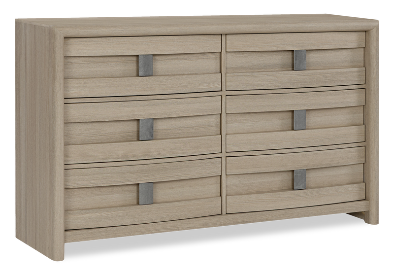 Rocco Bedroom 6-Drawer Dresser, 62\"W x 37\"H - Light Brown