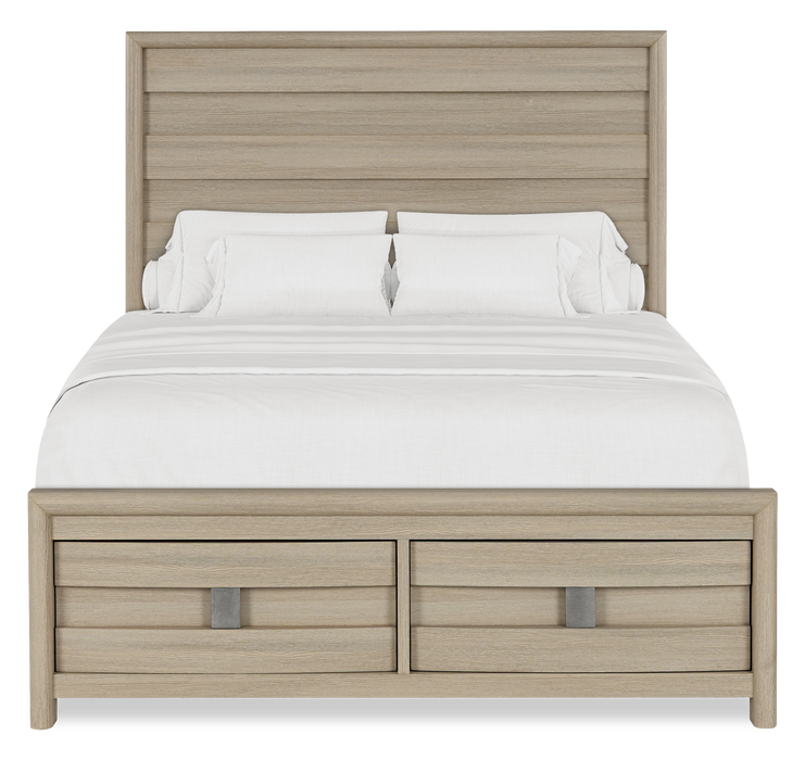 Rocco 6pc Bedroom Set, LED Storage Bed, Dresser, Mirror & Nightstand, Light Brown - Queen Size