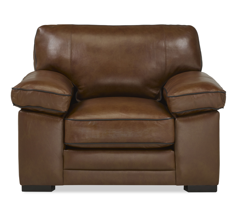 Rodeo 46” Top-Grain Genuine Leather Chair with Removable Cushions – Chestnut 